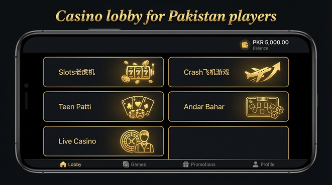 Lobby view of Jeet 777 for Pakistan users